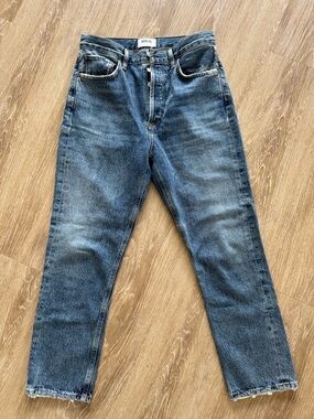 Agolde Blue Vintage Wash Straight Leg Jean
